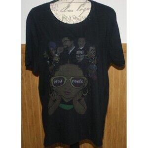 MY ROOTS Head Full of Black Inovators Heros & Mentors T-Shirt  2XL Black Unisex